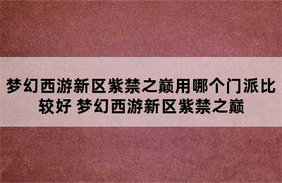 梦幻西游新区紫禁之巅用哪个门派比较好 梦幻西游新区紫禁之巅